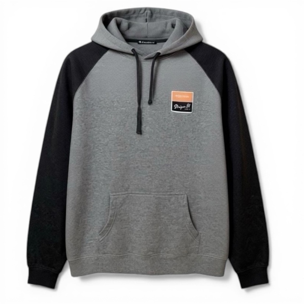 Stripe It Golf Men XL Hoodie Gray Black Colorblock Raglan Fleece Pullover Sweats